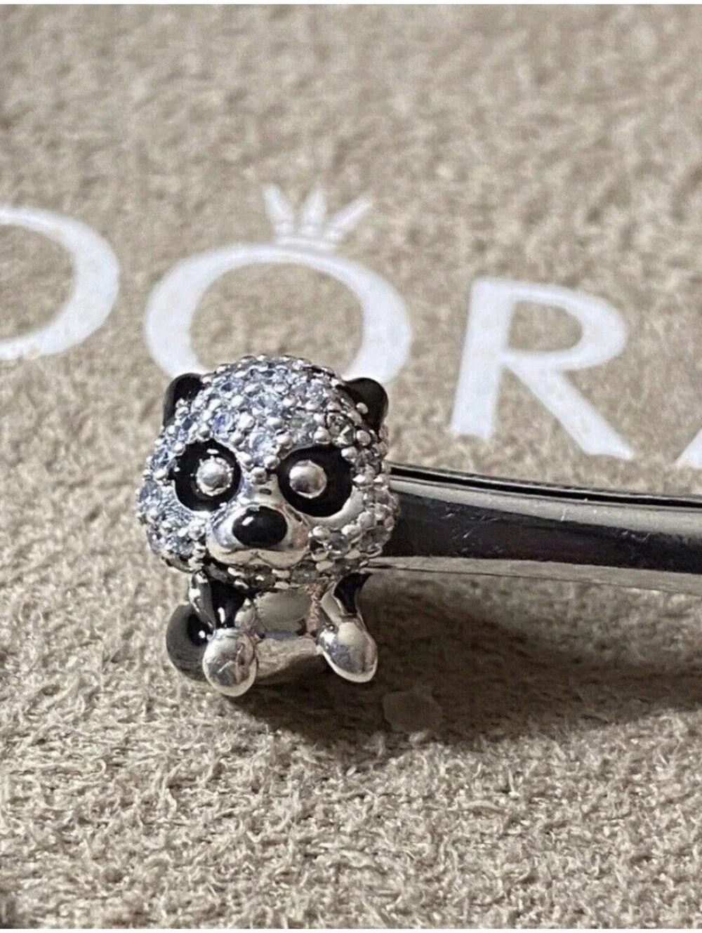 Genuine Pandora Silver Sparkling Cute Panda Charm 790771C01